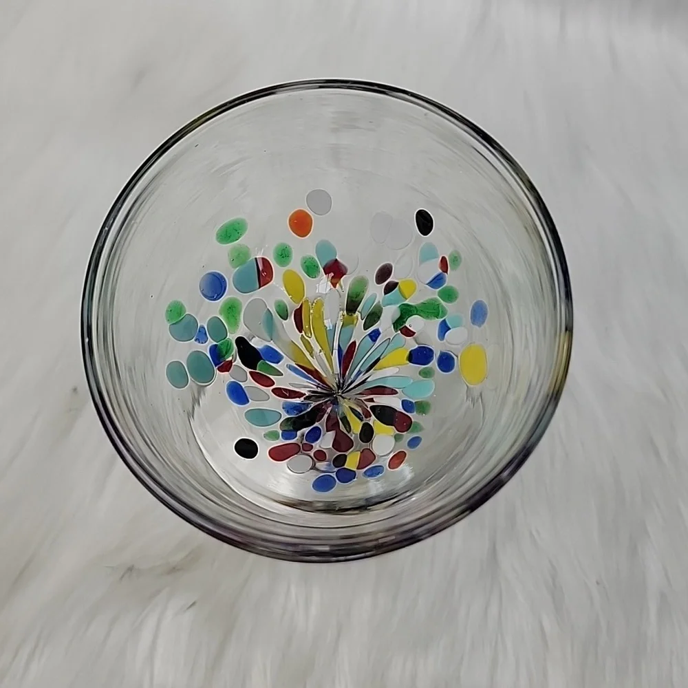 CONFETTI FESTIVAL Design Hand-Blown‎ Wine Party Celebration Glasses Set of 4